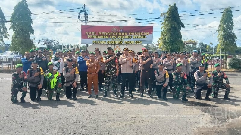 Polres Barsel Gelar Apel Pergeseran Pasukan Pengamanan TPS