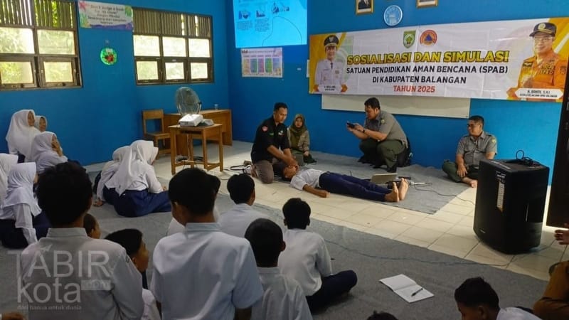 Mitigasi Bencana di Kalangan Pelajar, BPBD Balangan Gelar Simulasi Program SPAB di SMPN 4 Awayan