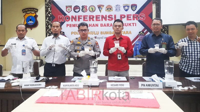 Polres HSU Musnahkan Ratusan Gram Sabu Hasil Pengungkapan Kasus Awal Tahun