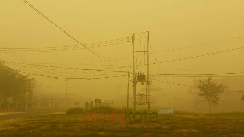 Kondisi kabut asap akibat karhutla di Kalteng yang telah berlangsung berbulan-bulan (foto: TABIRkota/akhmad madani)