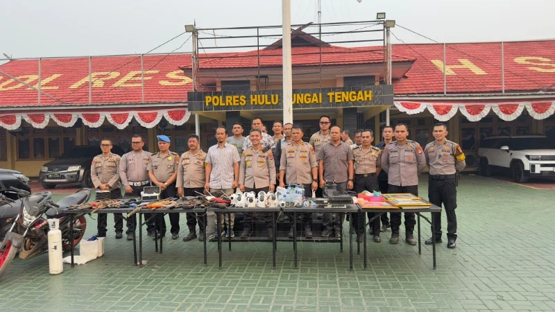 Bongkar Drug Den di Kundan, Polres HST Amankan Ratusan Barang Bukti